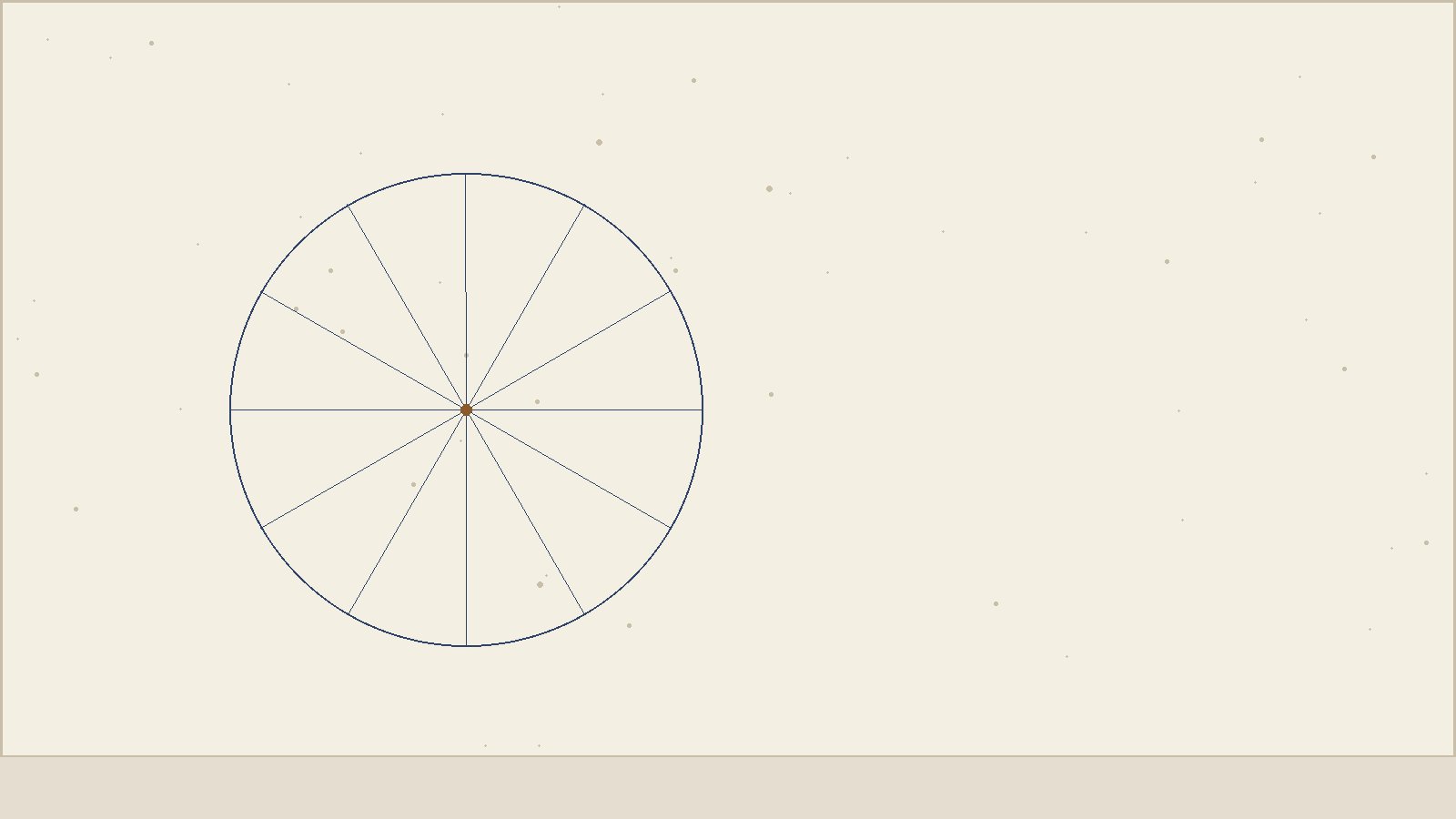Roue divisée en douze secteurs inégaux partant d'un point central, en évocation des maisons astrologiques